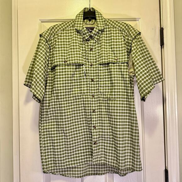 Drake FeatherLite Plaid Wingshooter Short Sleeve Shirt Small Quick-Dry Back Vent - Picture 1 of 14